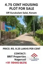 4.75 Cent Housing Plot for Sale in Gurukulam Salai,Konam, Nagercoil