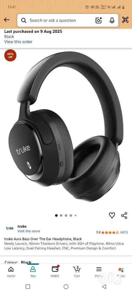 Truke aura bass over the ear headphone..