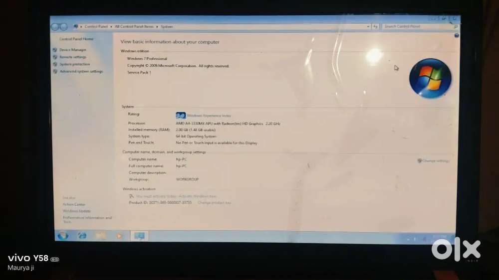 Hp pc laptop 2/64ram
