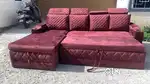 Maroon colour sofa cum bed  L shape sofa set
