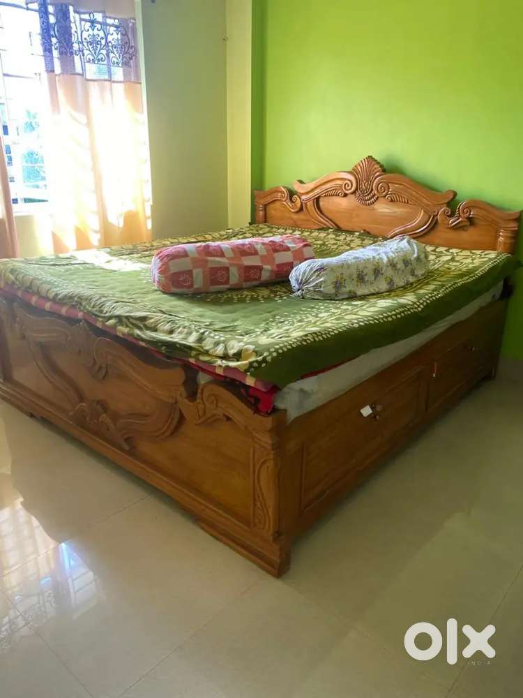 Premium Shegun Wood king Size Bed with Storage - Excellent condition