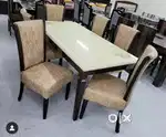 6-seater dining table Teak wood Indian sagwan marvel top