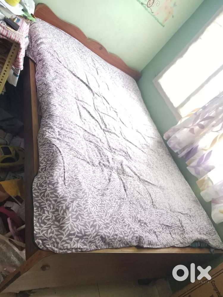 Teak wood bed with mattress