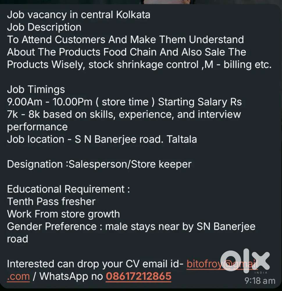 Urgent job vacancy for freshers