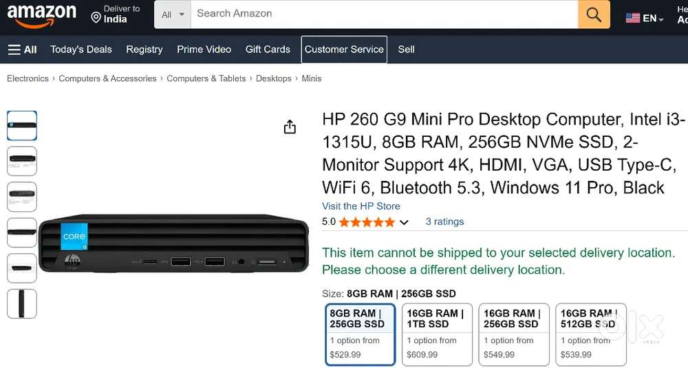 HP Pro mini 260 G9, i3 13th gen, 8/256gb + 3.5 years warranty