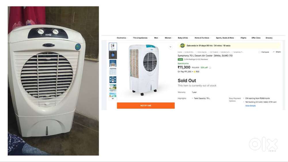 Symphony 70 L Desert Air Cooler  (White, SUMO 70)