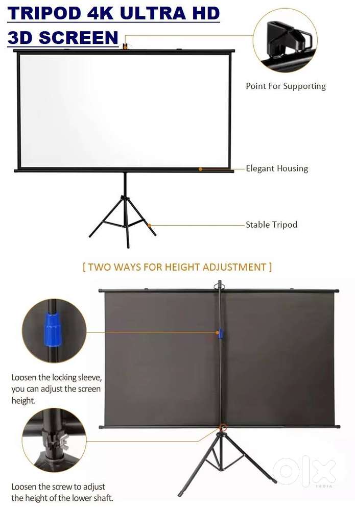 Only New : 4K Ultra HD Tripod 3D Projection Screen for Home Theatre