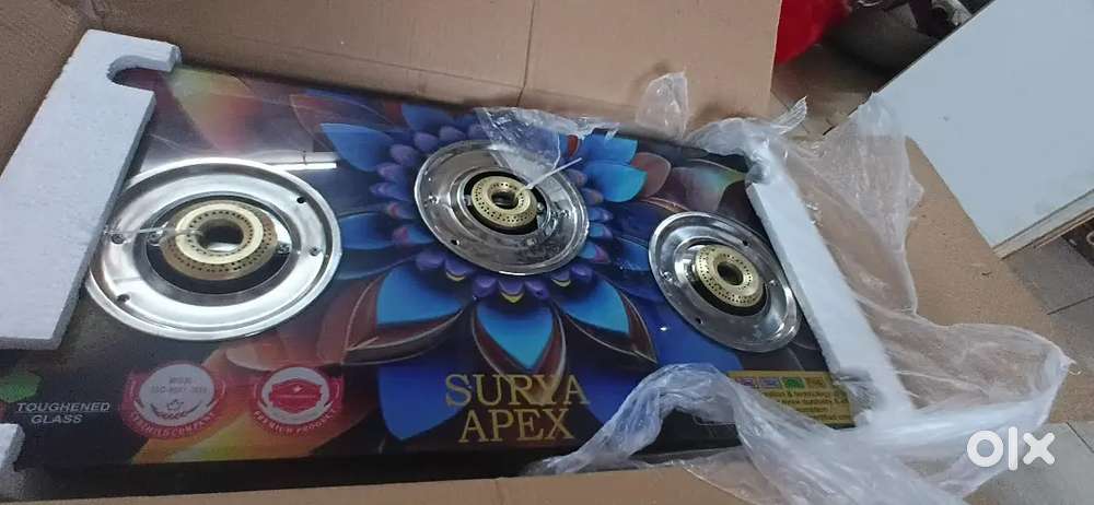 A surya apex 3 burner non brakable glass stove