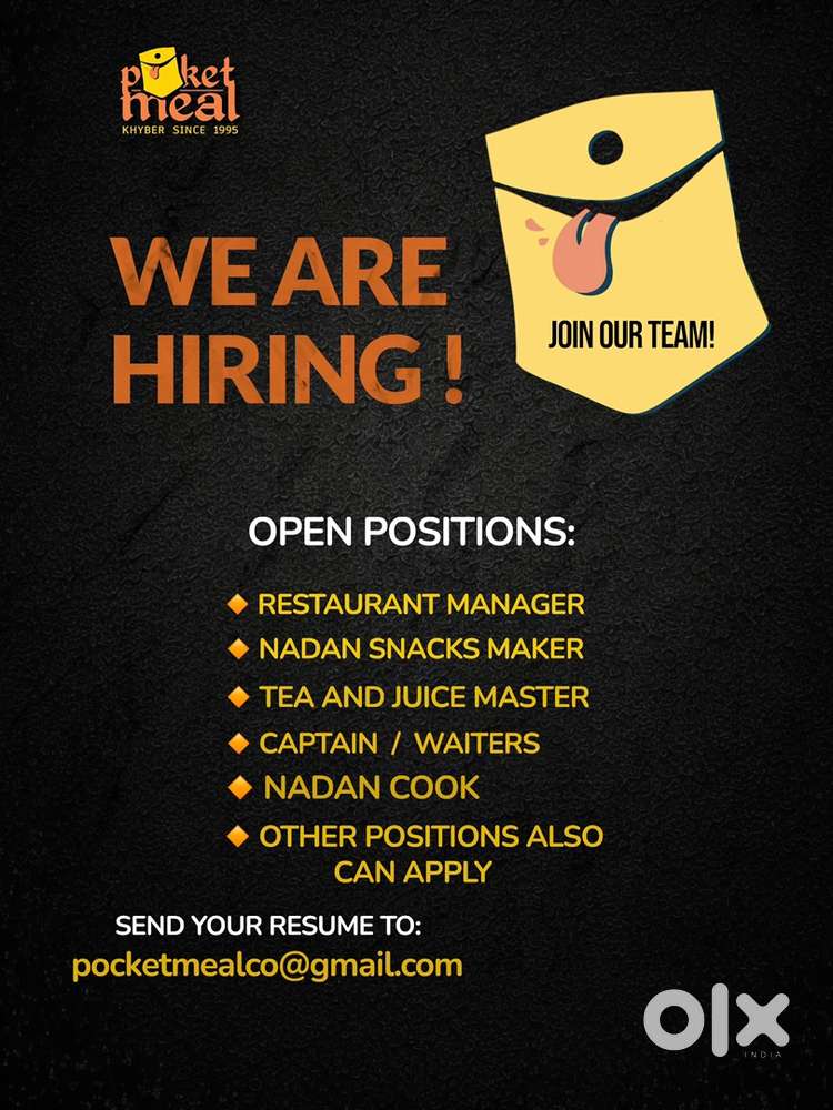 We are hiring restaurant stff