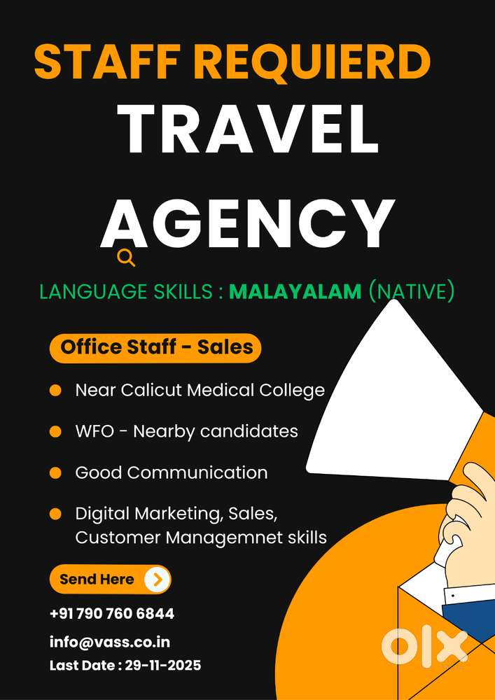 Office Staff Required for a Travel Agency