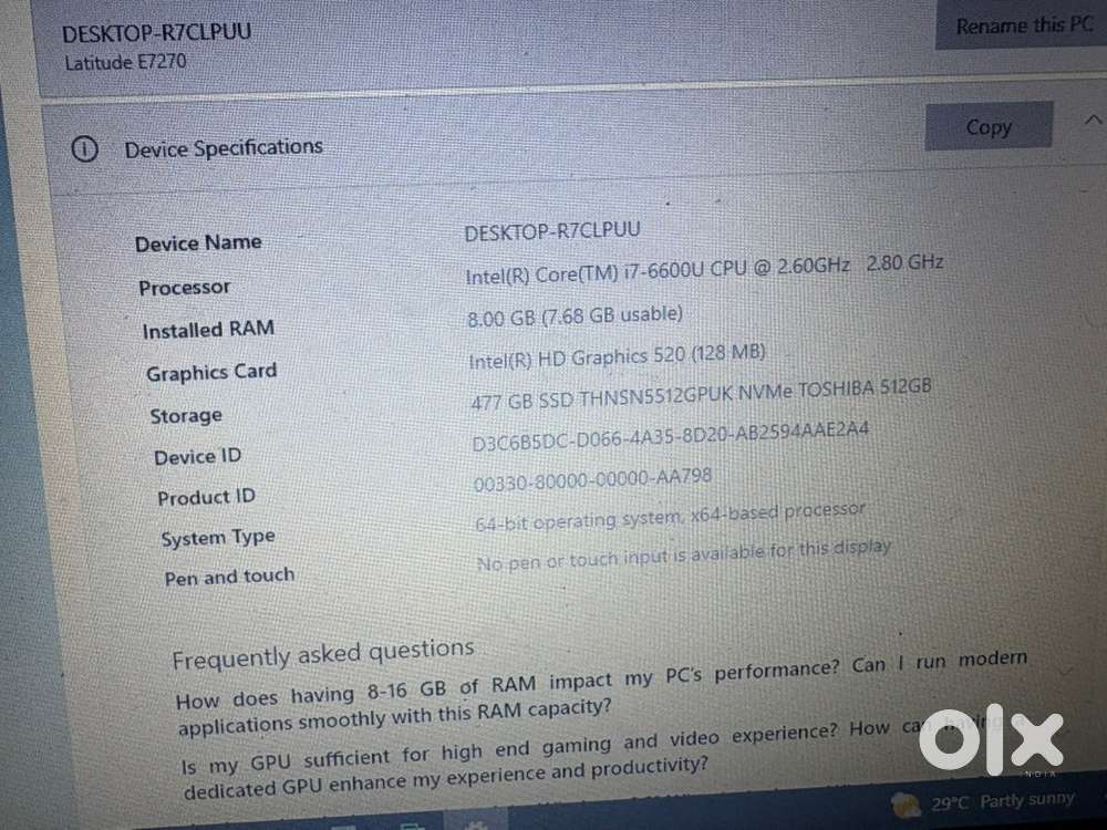 Dell Latitude E 7270 i7