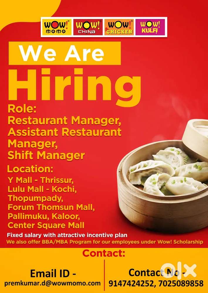 Restaurant managers, Assistant Restaurant Manager, Shift manager