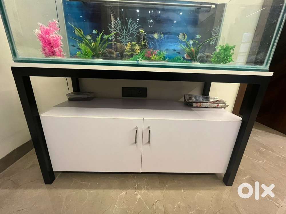 Glass fish aquarium with table