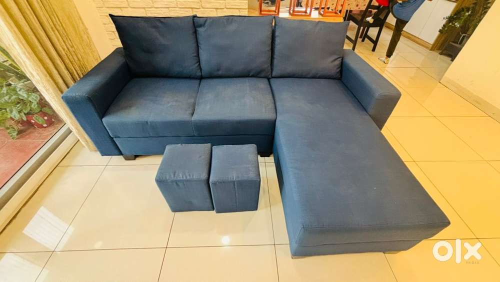 L shaped Sofa - 2 seater - LHS + 2 leg stools