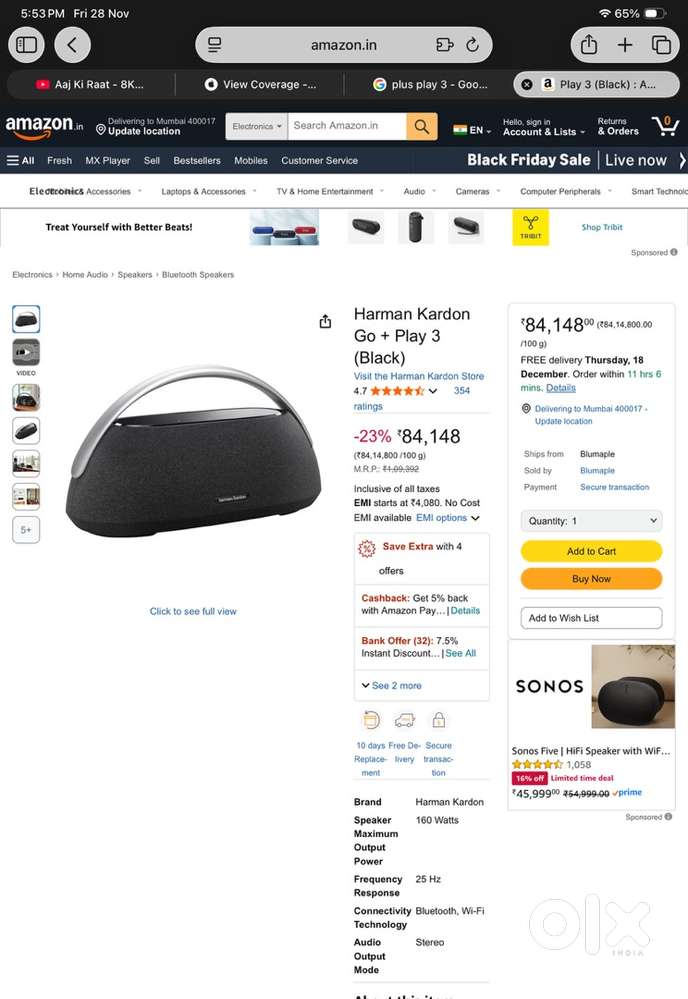 Harman Kardon Go + Play 3 premium Bluetooth speaker 160W