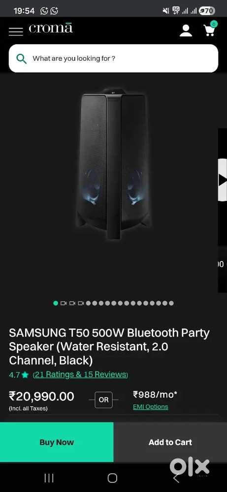 Samsung T50 500Watt Party Speaker  Karaoke  Water Resistant