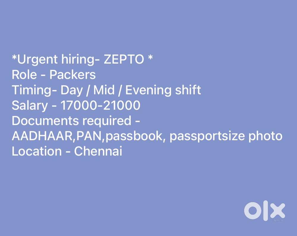 Packer Job – Chennai (All Locations)