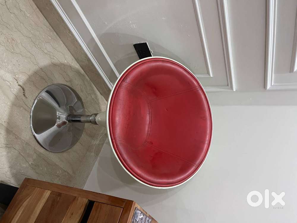 Pop-Red Leatherette Bar Stool with Swivel Chrome Base