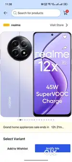 Realme 12x 5G, 4/ 128 memory with 5g,