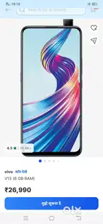 2023 best indias brand phone vivo v15 blue color popup salffy camra