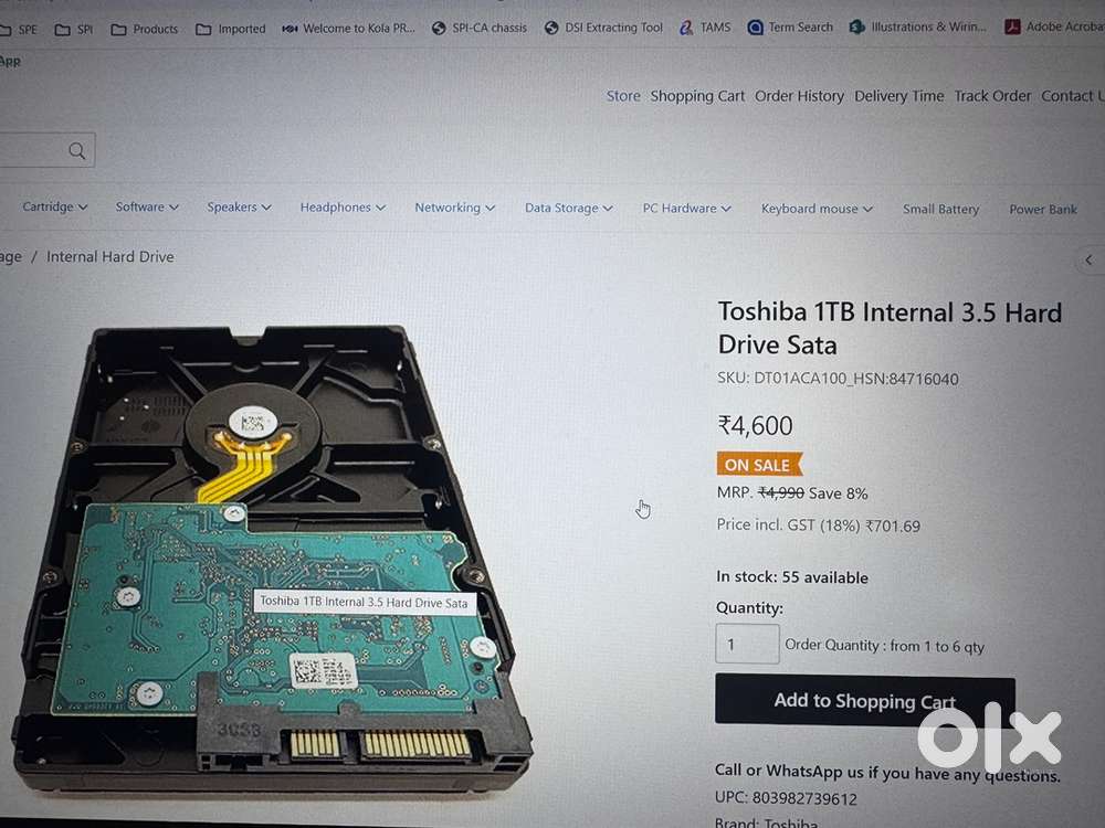 Toshiba 1TB internal 3.5 hard drive sata