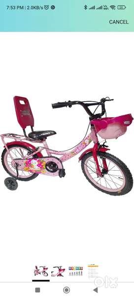 Hero Cycles 16T Girl's Tubular Wheels Minnie Cycle, 9 Inches Steel