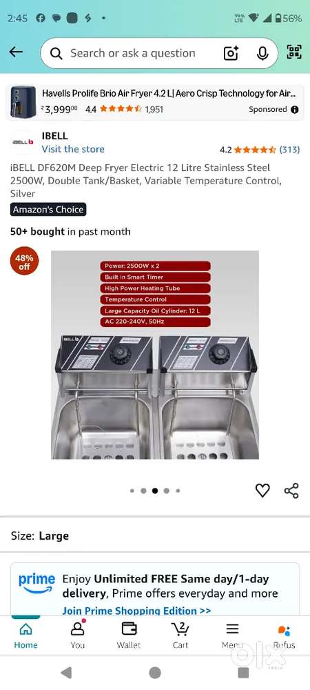 12 litre deep electric fryer