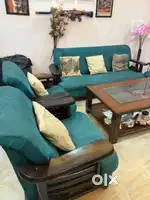 Premium 7 seater sofa with glass top centre table good material