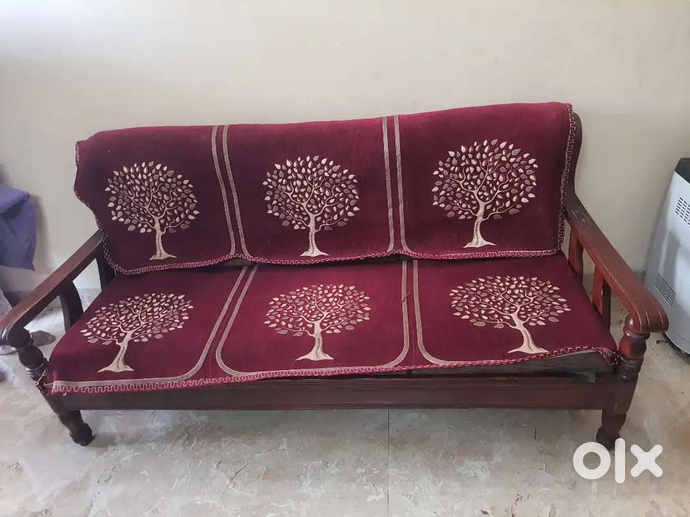 Sagwan Wood Sofa Set(One 3-Seater & two 1-Seater)+Table+Dressing Table
