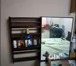 Shesham wooden mirror with sliding shelf