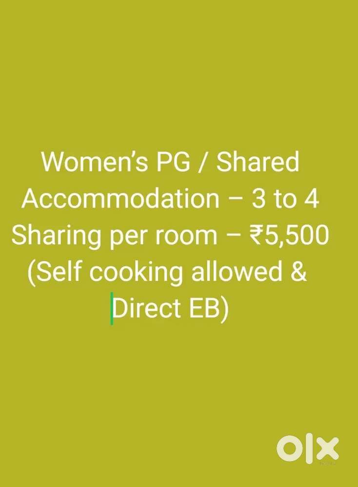 WomensPG –₹5,500 Selfcook allowed, Direct EB, With home made food 8500