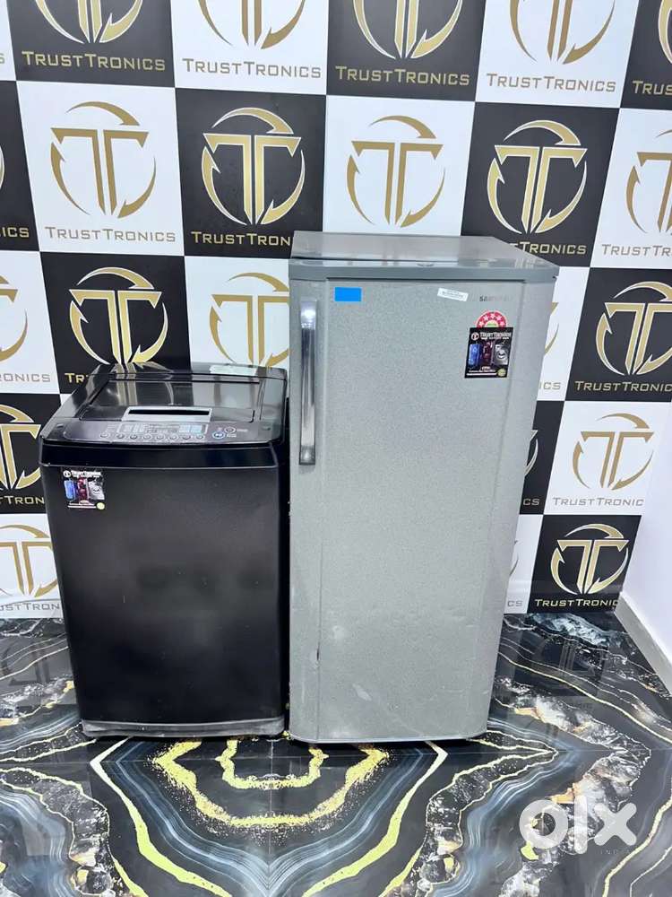 Black LG 6.5kg washing machine & samsung 210ltr single door fridge