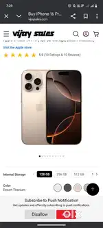 Apple iPhone 16 Pro (128 GB Storage, Desert Titanium.