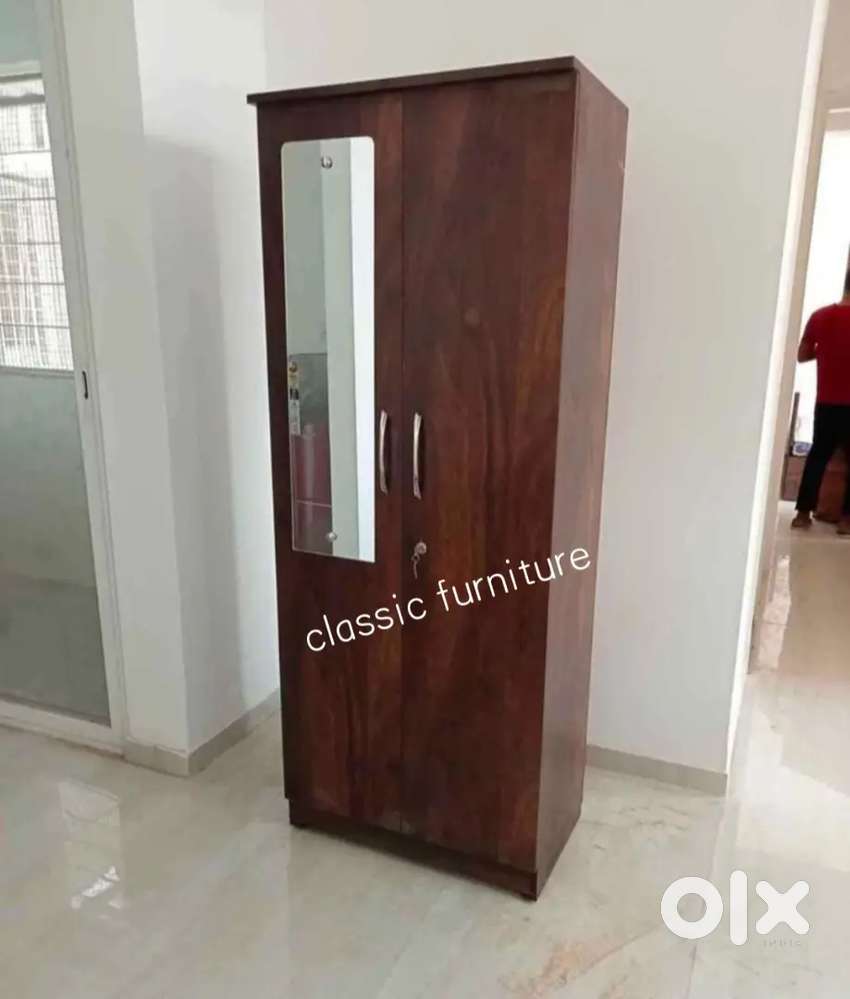Factory outlet brown 2 door cupboard with mirror