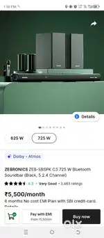 Zebronics juke baar 9900 sound baar 725 watts DTS  X DOLBY ATMOS