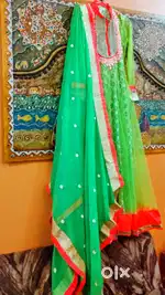 Elegant neon shade anarkali suit
