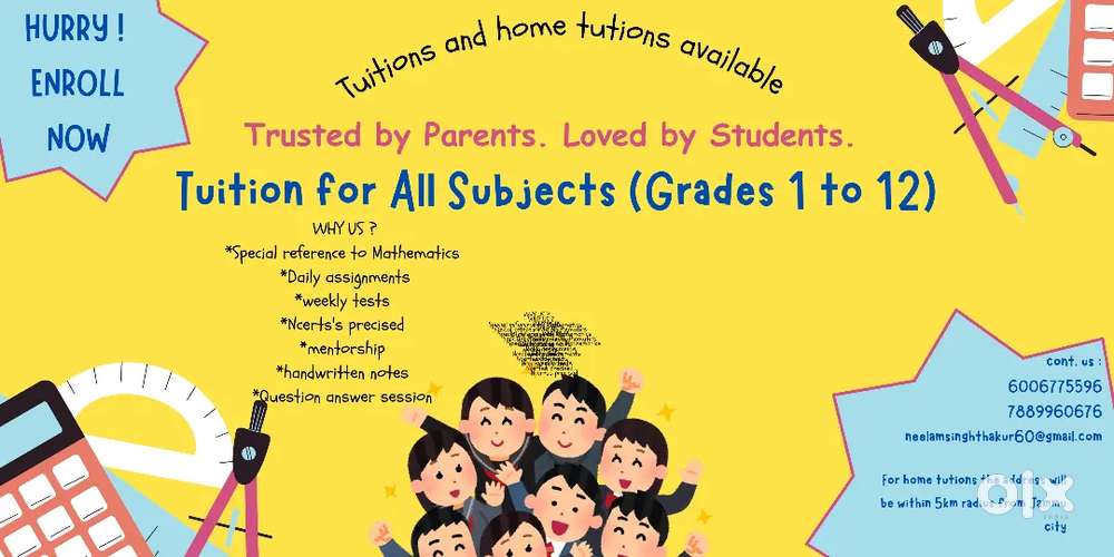 Tutions from 6th to 12th class specially for Mathematics