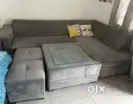 6 seater sofa  1 glass top table  2 extra seatings