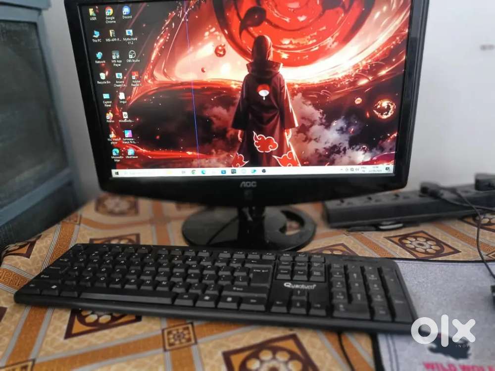 Gaming full set up pc monitor mouse keyboard Wi-Fi dongle
