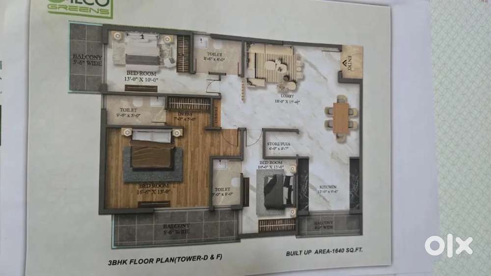 GILCO GREENS -3BHK 1640Sqft