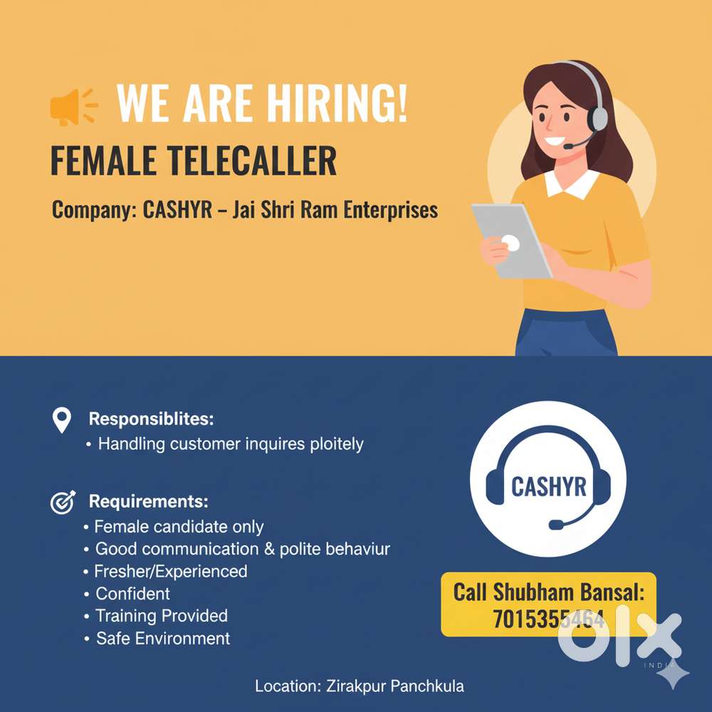 Hiring Telecaller - Jai shri Ram Enterprises