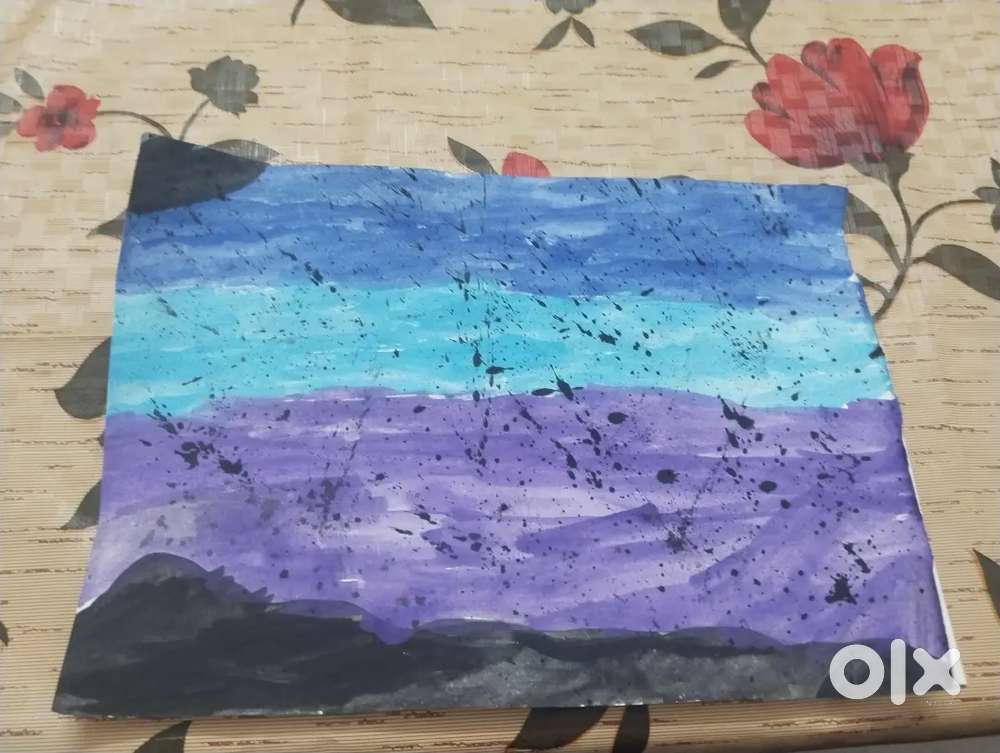 An abstract painting of sky with splash
