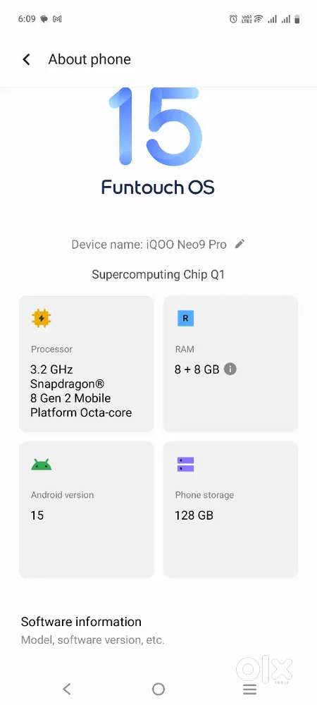 Iqoo neo 9pro 8+8+128 gb