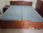 Teak wood king size bed with spring mattress