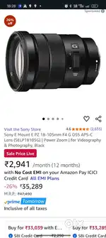 Sony camera zoom lens (SELP18105G)