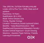 SPECIAL TUTION FOR MALAYALAM
