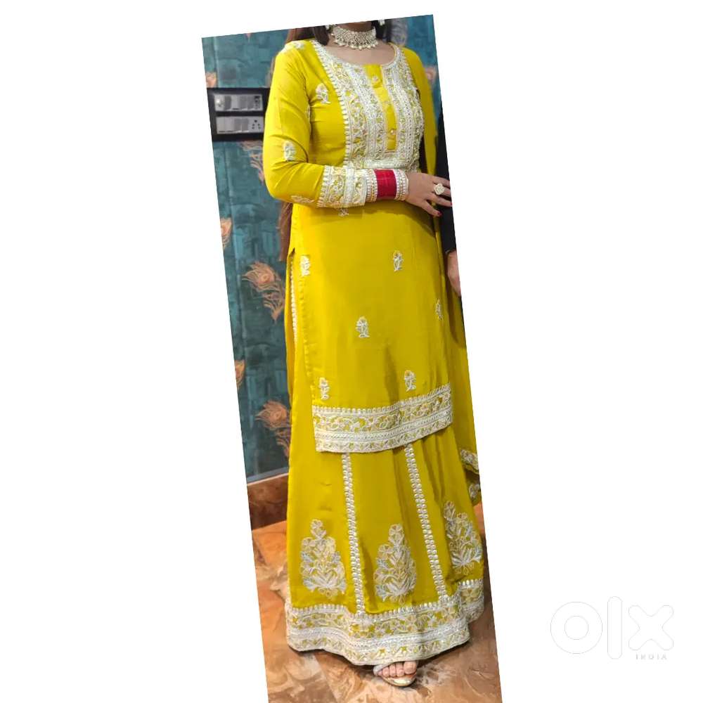 Sharara Suit (Stitched) (Neon Yellow)