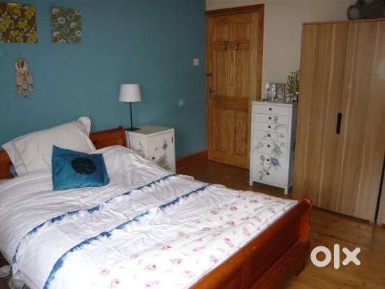 Fully furnished flat with all amenities like bed refrigerator inverter