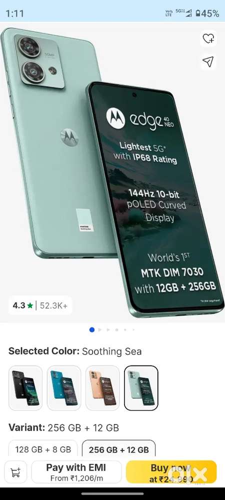 12 256 Motorola edge 40 neo mint condition