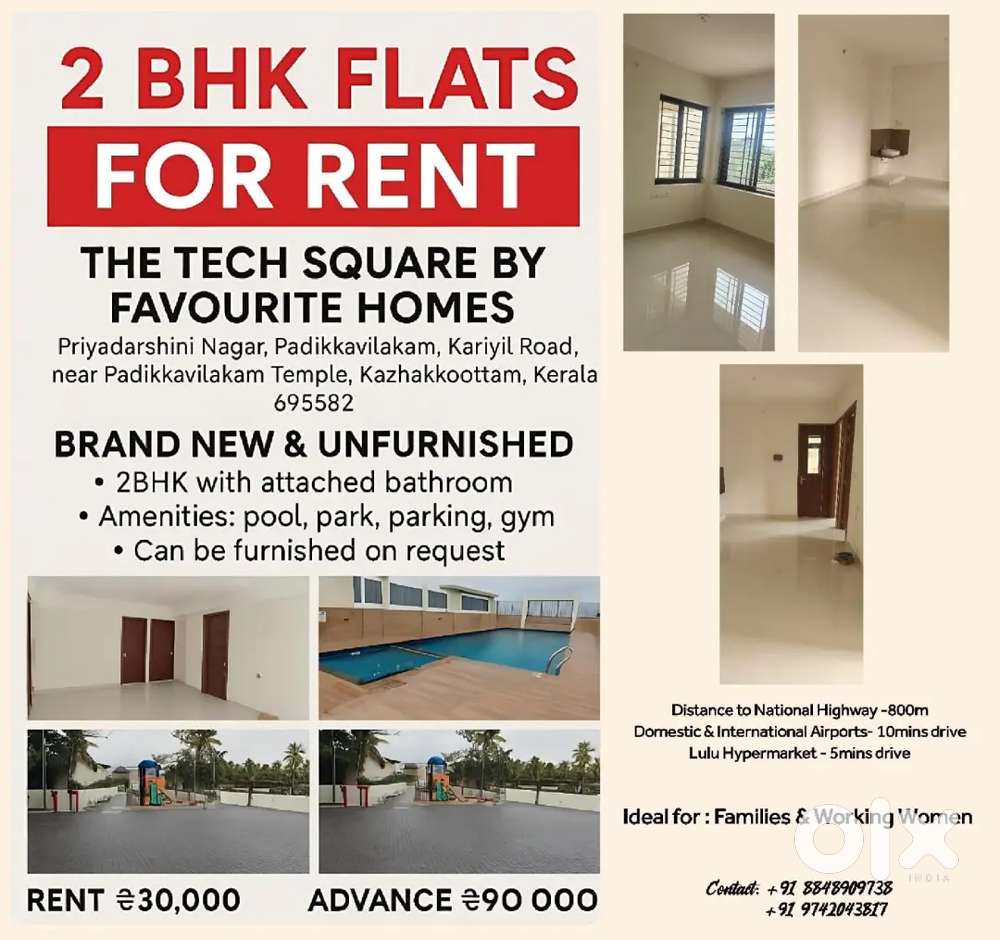 2BHK flats @ Tech square , Kazhakootam, Trivandrum